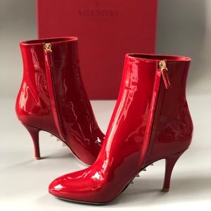 Valentino Red Patent Killer Stud Boots Bootie